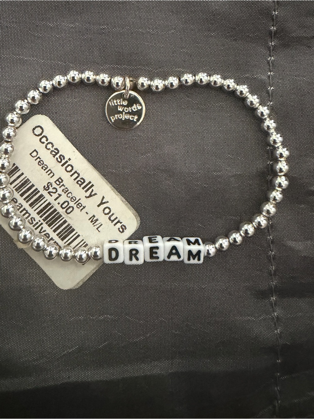 "Little Words Project “Dream" Silver Bead Bracelet. NEW